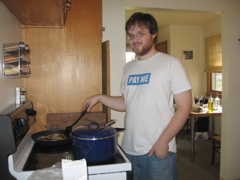 Chris making dinner