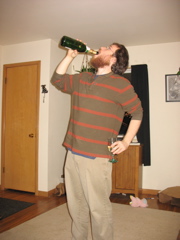 Chris finishes off the champagne